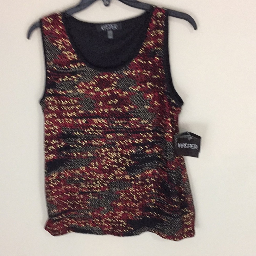 Kasper Textured Tank Sleeveless Metallic Tweed Holiday Top Size S NWT